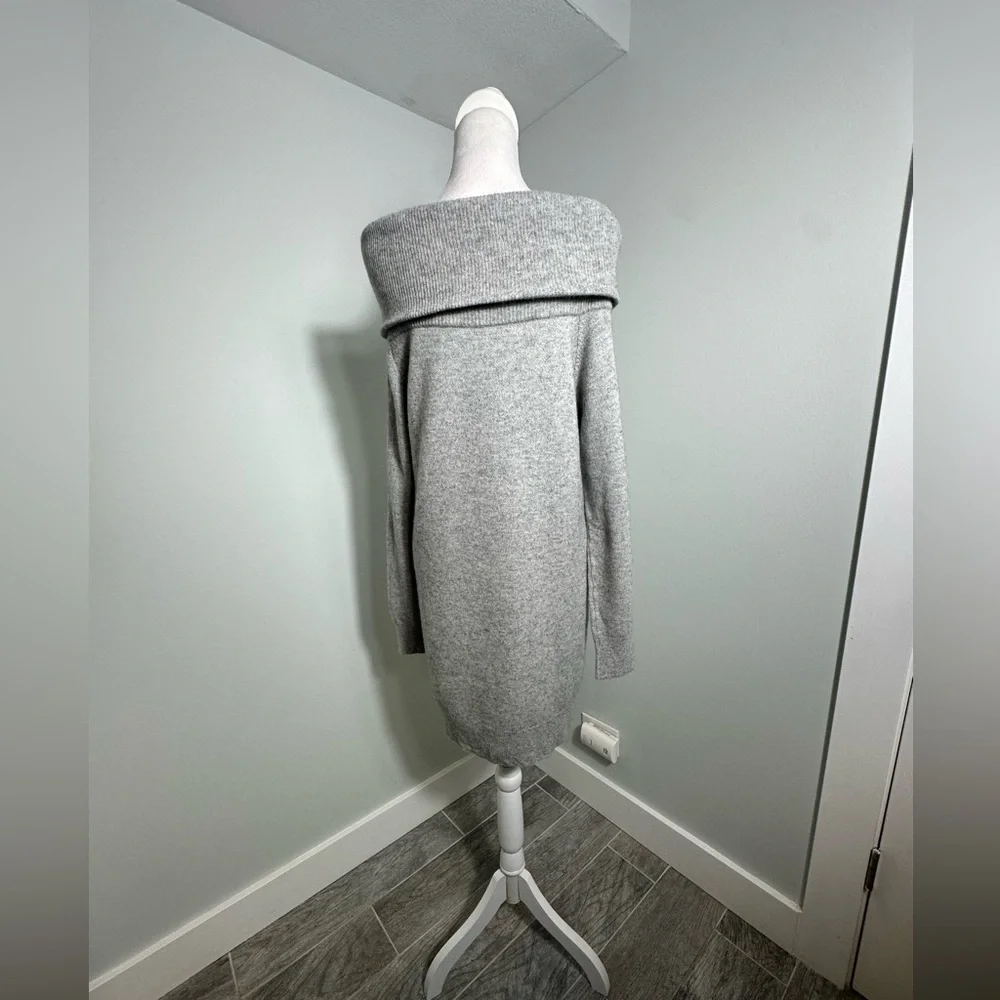 T Alexander Wang Gray Cashmere Wool Off Shoulder Long Sweater/ Tunic  Sz Medium - Picture 8 of 15